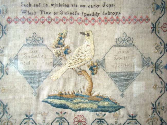 An English Schoolgirl Needlework Sampler signed "Jane Rutherford, Aged 10, 1804." — image 4